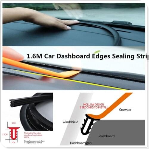 U Type 1.6M Car Dashboard Edges Strip Windshield Gap Sealing Rubber Strips for Ford SVT Reflex Freestar F150 Crown BF 4-Trac