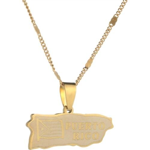 Stainless Steel Puerto Rico Map Pendant Necklaces Trendy Map Jewelry Puerto Ricans Map Charm Jewelry