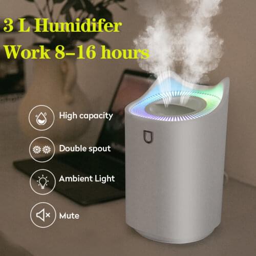 Xiaomi 3L Air Humidifier Essential Oil Dual Hole Aroma Diffuser With Colorful LED Light Ultrasonic Air Humidifiers vaporizer