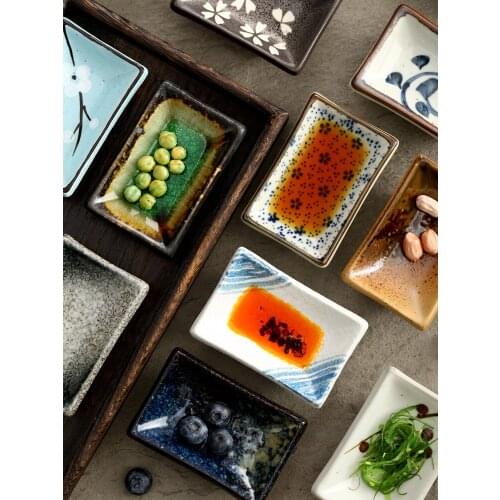 Retro Japanese Style Ceramic Snack Seasoning Dish Soy Sauce Dish Mustard Vinegar Dish Bean Paste Dish Hot Sauce Oil Dispenser