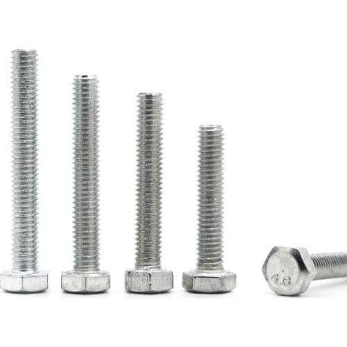 1-50pcs M4 M5 M6 M8 M10 M12 Zinc Plated Carbon Steel Screws Metric Thread Hex Hexagon External Head Bolts