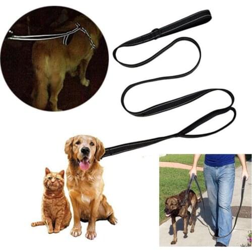 1.8/1.5m Large Dog Leash Double Hand Traction Rope Collar Nylon Belt Double Thickened Reflective Strengthen Traction Harness