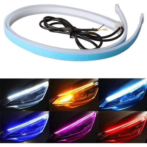 1X Car led DRL Daytime Running Light Strip Waterproof 30cm 45cm 60cm Flexible Soft Tube Guide Headlight LED Strip Lights