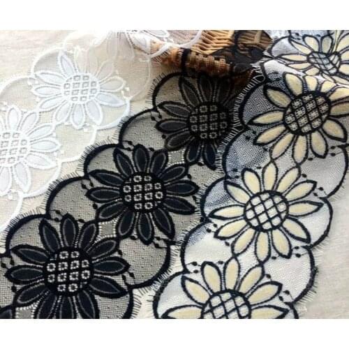 3 Colors High-grade Lace Eyelash Flower Two-color Black/white Lace Wedding Dress Skirt Material