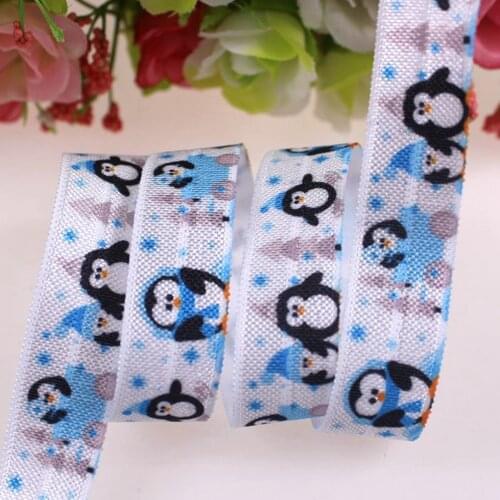 5/8" heat transfer penguin Christmas FOE fold over elastic 100yards/lot welcome custom printed