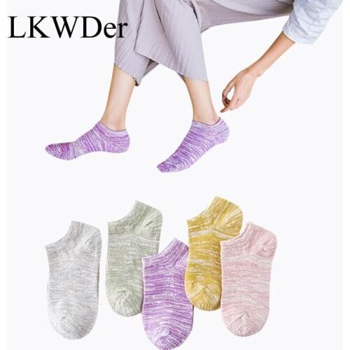 LKWDer 5 Pairs Women Short Socks Vintage Nation Style Casual Ankle Socks Womens Low Cut Absorb Sweat Female Boat Socks Meias
