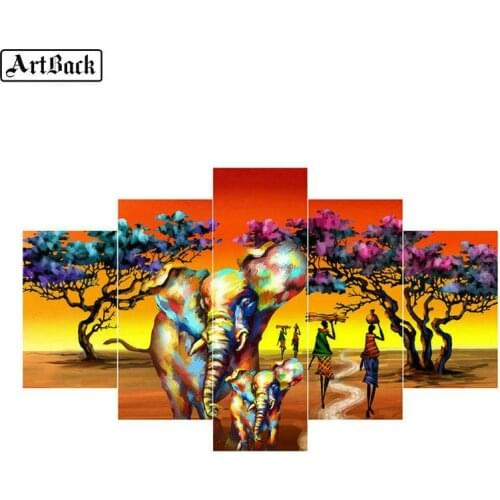 5 spell diamond painting elephant colorful autumn landscape full square tree sticker 3d diamond mosaic tree home decoration