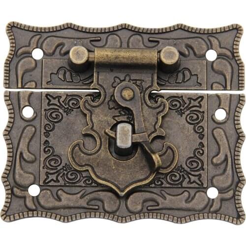 51x43mm Decorative Vintage Hook Latch Hasp for Drawer Cabinet Jewelry Wooden Case Box Antique Bronze Lock Latch Hasp