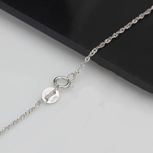AU750 Pure Fine 18K White Gold Lucky Singapore Chain Necklace/ 1.2g / 17.7 inch