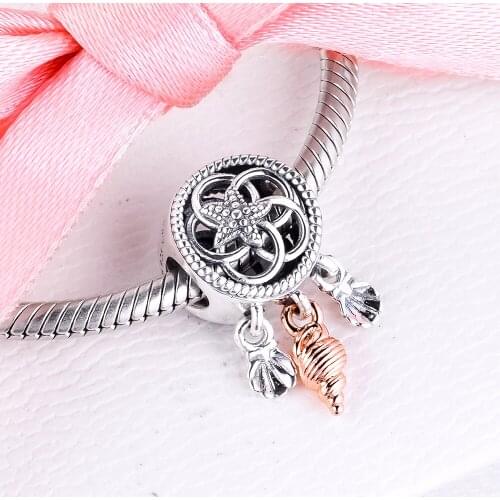 Openwork Beads 925 Sterling Silver Openwork Seashell Dreamcatcher Charm Fit Pandora Charms Bracelet DIY Gift 2020 Summer New