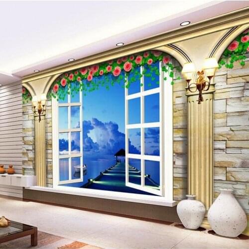Beibehang 3d marble pillar murals Europe TV backdrop brick wallpaper living room bedroom murals photo wallpaper papel pintado