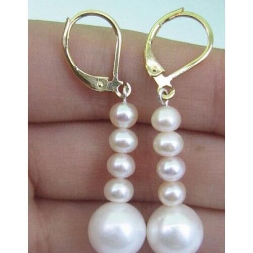 Free shipping>>>>noble jewelry 9-10mm South Sea White Pearl Earrings