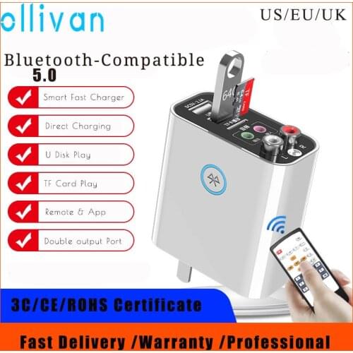 Newest Remote Control Bluetooth Receiver Adapter APP Control 10m Transmission Distance AUX RAC Output Smart Fast Charger Plug