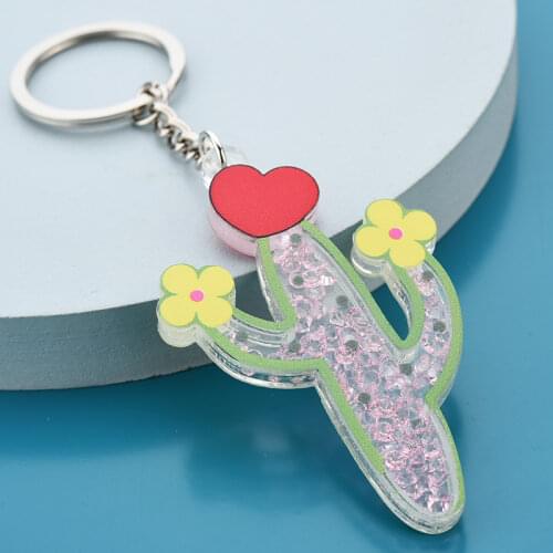 New Personality Creativity Strawberry Flower Palm Tree Cactus Key Ring Fantasy Keyring Car Key Pendant Birthday Couples Gift