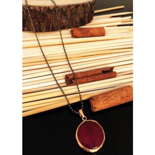 Dr Stone Natural Stone handmade agate Stone gold plated women Necklace 439747117