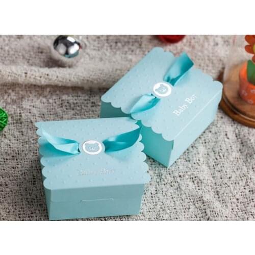 Baby Shower Candy Favors Box Blue Pink Party Decorations Baby Girl Boy Sweets Bags Christmas Birthday Kids gift wrap
