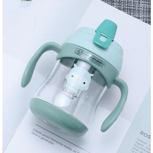 Baby Animal Learning Drinking Tritan Bebe Copos 260ml Cup with Strap Baby Feeding Water Drink Leak Proof Bottle with Straw