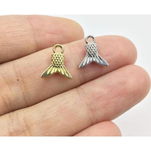 Eruifa 20pcs 10mm Mini Mermaid Tail Zinc Alloy necklace,earring bracelet jewelry DIY handmade 2 colors