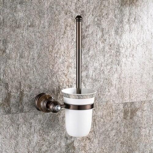 European antique toilet brush black ceramic toilet cup toilet cleaner bathroom copper toilet shelf lo81459