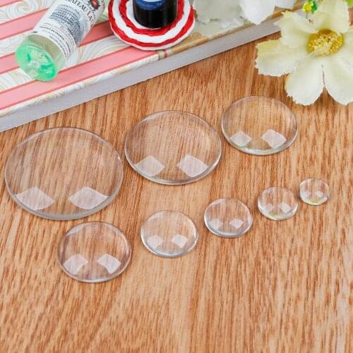 Hot 8/10/12/14/16/18/20/25/30mm Round Flat Back Transparent Clear Glass Cabochon for DIY Charm Pendant Necklace Jewelry Making