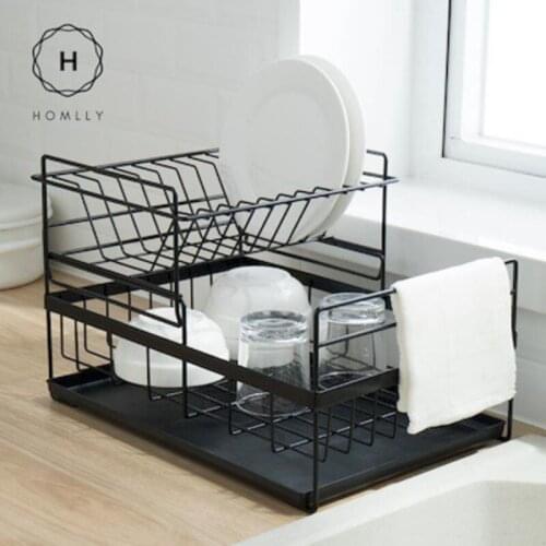 Homlly Kitchen 2 Tier Dish Drainer Removable Drying Rack