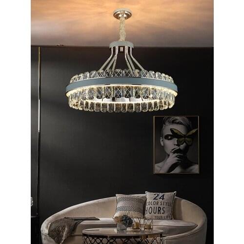 K9 Crystal Postmodern Luxury Chandelier Lighting For Dining Living Room Bedroom Villa Hanging Lamp Round Leather LED Chandeliers