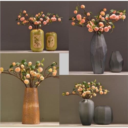 Simulation Peach Tree Branches Artificial Fake Fruit Lifelike Decorative