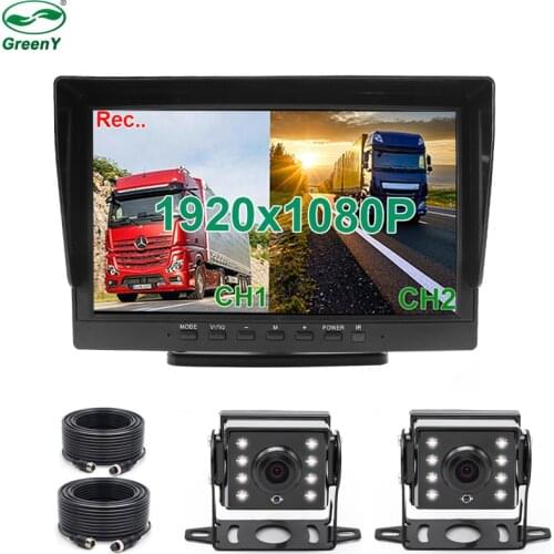 HD 1920x1080P 10.1 Inch IPS Screen Truck Bus Vehicle DVR Recorder Parking Monitor With 2 Channels Front Rear Side AHD Car Camera