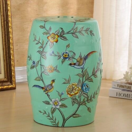 Beautiful Flower And Bird Design Porcelain Gard Stool For Indoor And Outdoor