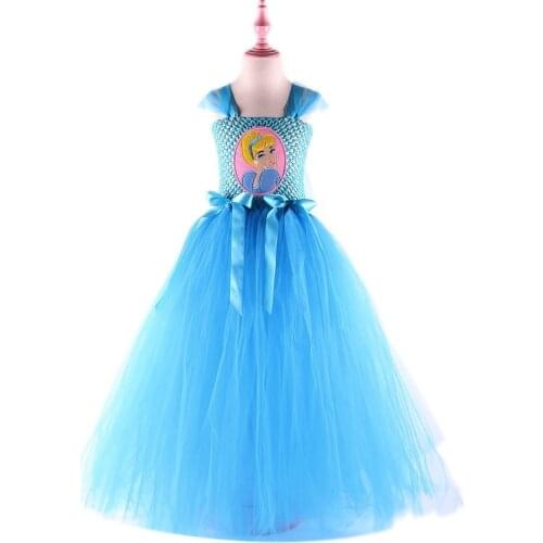 Hot Cartoon Princess Girls Tulle Dress Children Birthday Costume Kids Party Dresses Girl Dance Tutu Dress Cosplay