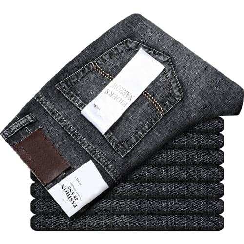 5 colors Spring Autumn High Quality Jeans Men Brand Denim Cotton Trousers Men`s Business Loose Straight Long Jeans Big size 40