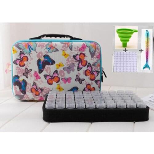 New 60 Bottles Diamond Painting Box Tool Container Storage Box Carry Case Holder Hand Bag Zipper Design Shockproof Durable