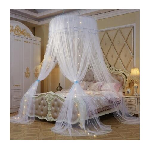 Princess Mosquito Net Double Bed Curtains Sleeping Curtain Bed Canopy Net Full Queen King Size Net 120cm diamter led light gift