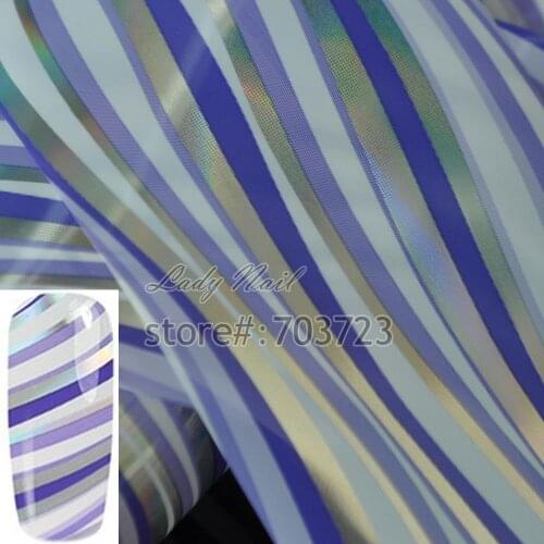 Silver Purple White Stripe Style Nail Art Transfer Foil Paper Tip Sticker Nails Craft Decoration New Fashion Design GL93