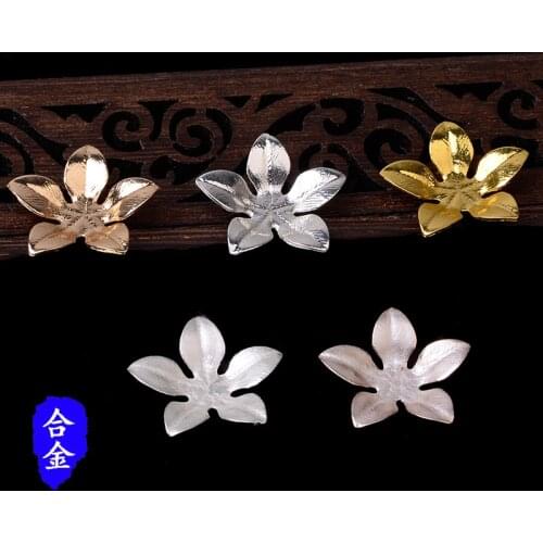 50pcs 22mm Gold Color Zinc Alloy Material Enamel 3D Flower Charm for Hair DIY Handmade Jewelry Making Wholesale