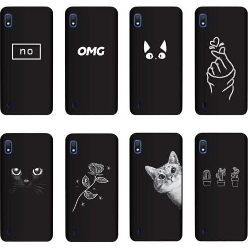 QAQsam Silicone Cover For Samsung Galaxy A10 Case Painting Flower Cat Moon Matte Phone Cases Funda