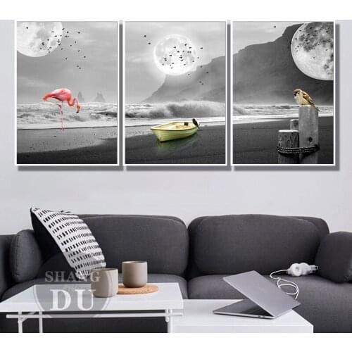 Modern Classic Seaside Landscape Posters Art Canvas Painting and Prints Pictures Wall Art for Nordic Home Decoration (No Frame)