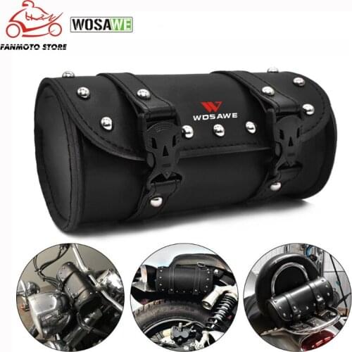 WOSAWE Motorcycle Tool Bags Hanging Saddle Practical PU Leather Tool Storage Bag Resistant Large Capacity Universal Motor Bags