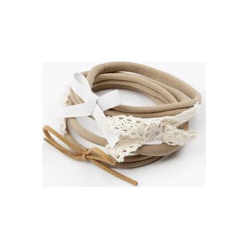 On sale 4pcs/set baby girl boy spandex nylon headband children skinny stretchy Non-Marking Lace Bowknot elastic hair Band