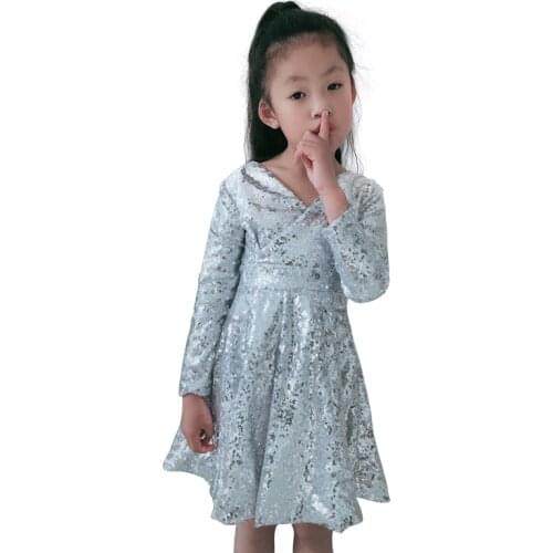 Sequins Evening Dress age for 9 Month - 10 Years Baby Girls Fashion Dresses 2021 Autumn Winter Birthday Party Gowns Kids Frocks