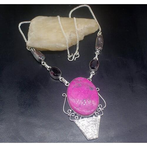 Gemstonefactory Jewelry Big Promotion Unique 925 Silver Charm Jasper Amethyst Biwa Pearl Women Chain Necklace 46cm 202101522