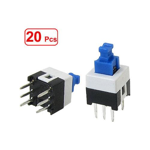 20 Pcs 7 x 7mm Torch Momentary Tactile Tact Pushbutton Switch Non Lock 6 Pin DIP