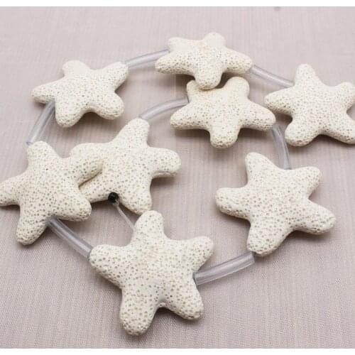 37mm White Volcanic Lave Stone Star-Fish Shape loose beads 15",Min.Order $10,we provide mixed wholesale for all items