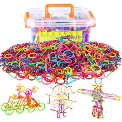 370-1680PCS DIY Creative Intelligence Magic Stick Educational Plastic Smart Stick Blocks Accessories Toys for Children Gifts