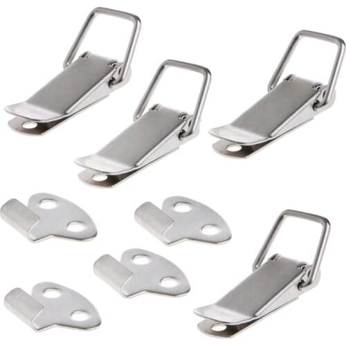 4Pcs Hardware Cabinet Boxes Spring Loaded Latch Catch Toggle Iron Hasp For Sliding Door Simple Window Cabinet -W312