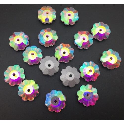 6 8 10 12 14 mm Plum Flower Shapes Crystal AB Sew On Rhinestones One Hole Sew-on Stone Crystals Strass For Garment Decoration
