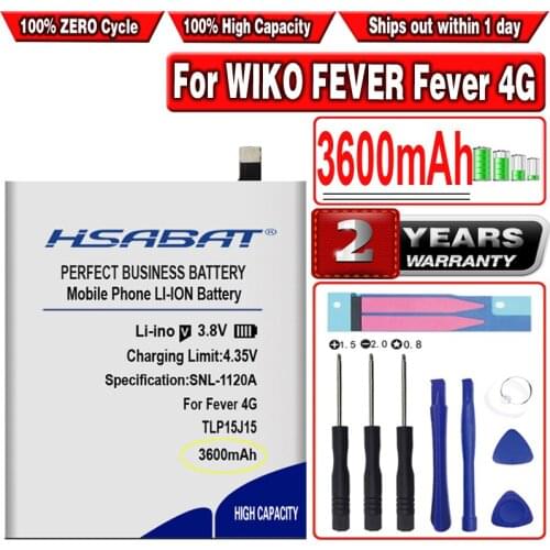 HSABAT 3600mAh Top Capacity Battery for WIKO FEVER 4G Smart Phone