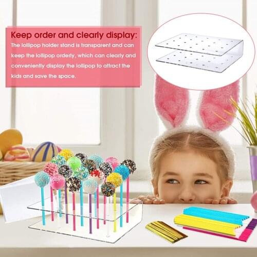 2x 20 Holes Acrylic Lolli Stand Cake Stand Display Rack for Halloween Family Party