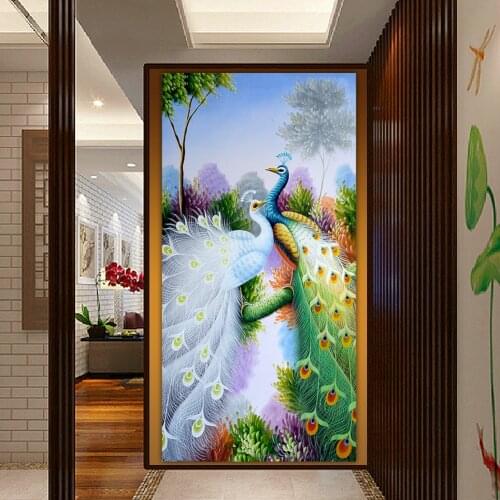 2017 Hot Sale Diy 5D Diamond Embroidery Painting Cross Stitch Peacock Picture 5D Needlework Diamond Mosaic Painting Home Decor