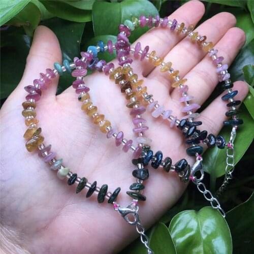 Natural Stone Colorful Tourmaline Bangle adjustable Handmade Crystal Chip Irregular Gravel Strand Bracelet for Women Jewelry